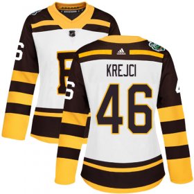 Wholesale Cheap Adidas Bruins #46 David Krejci White Authentic 2019 Winter Classic Women\'s Stitched NHL Jersey