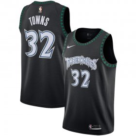 Wholesale Cheap Men\'s Minnesota Timberwolves #32 Karl-Anthony Towns Black Hardwood Classics Swingman Nike Jersey