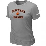 Wholesale Cheap Women's Nike Cleveland Browns Heart & Soul NFL T-Shirt Light Grey