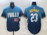 Cheap Men's Philadelphia Phillies #23 Jeff Hoffman Blue Number 2024 City Connect Limited Stitched Jersey