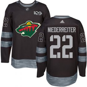 Wholesale Cheap Adidas Wild #22 Nino Niederreiter Black 1917-2017 100th Anniversary Stitched NHL Jersey