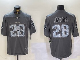 Cheap Men\'s Las Vegas Raiders #28 Josh Jacobs Grey Limited Stitched Jerseys