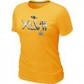 Wholesale Cheap Women's Baltimore Ravens 2012 Super Bowl XLVII On Our Way T-Shirt Yellow