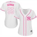 Wholesale Cheap Yankees #55 Domingo German White/Pink Fashion Women's Stitched MLB Jersey