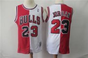 Wholesale Cheap Bulls 23 Jordan Red&White Split Hardwood Classics Jersey