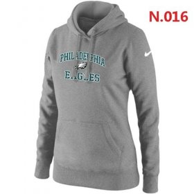 Wholesale Cheap Women\'s Nike Philadelphia Eagles Heart & Soul Pullover Hoodie Light Grey