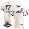 Cheap Men's Los Angeles Dodgers #17 Shohei Ohtani Cream 2024 World Series Champions City Connect Limited Stitched Baseball Jersey