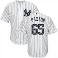 Wholesale Cheap Yankees #65 James Paxton White Strip Team Logo Fashion Stitched MLB Jersey