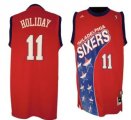 Wholesale Cheap Philadelphia 76ers #11 Jrue Holiday ABA Hardwood Classic Fashion Swingman Red Jersey