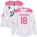 Cheap Adidas Stars #18 Jason Dickinson White/Pink Authentic Fashion Women's 2020 Stanley Cup Final Stitched NHL Jersey