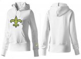 Wholesale Cheap Women's New Orleans Saints Logo Pullover Hoodie White