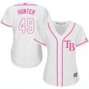 Wholesale Cheap Rays #49 Tommy Hunter White/Pink Fashion Women's Stitched MLB Jersey