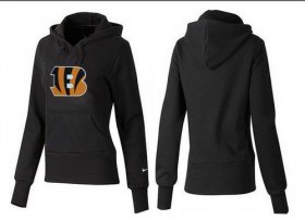 Wholesale Cheap Women\'s Cincinnati Bengals Logo Pullover Hoodie Black