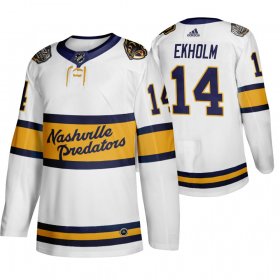 Wholesale Cheap Adidas Predators #14 Mattias Ekholm Men\'s White 2020 Winter Classic Retro Authentic NHL Jersey