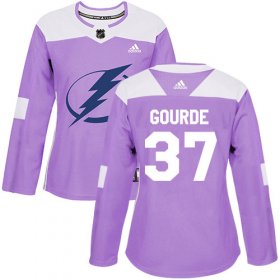 Cheap Adidas Lightning #37 Yanni Gourde Purple Authentic Fights Cancer Women\'s Stitched NHL Jersey