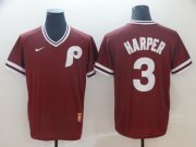 Wholesale Cheap Men Philadelphia Phillies 3 Harper Red Game Throwback Nike 2022 MLB Jersey