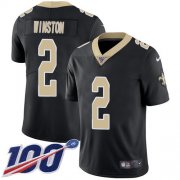 Wholesale Cheap Nike Saints #2 Jameis Winston Black Team Color Youth Stitched NFL 100th Season Vapor Untouchable Limited Jersey