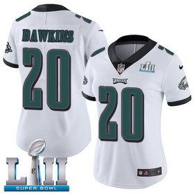 Wholesale Cheap Nike Eagles #20 Brian Dawkins White Super Bowl LII Women\'s Stitched NFL Vapor Untouchable Limited Jersey