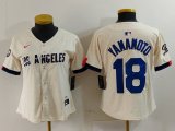 Cheap Women's Los Angeles Dodgers #18 Yoshinobu Yamamoto Cream 2024 City Connect Limited Stitched Jersey