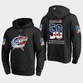 Wholesale Cheap Blue Jackets #50 Eric Robinson NHL Banner Wave Usa Flag Black Hoodie