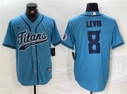 Wholesale Cheap Men's Tennessee Titans #8 Will Levis Blue With Patch Cool Base Stitched Baseball Jersey