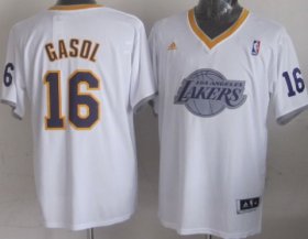 Wholesale Cheap Los Angeles Lakers #16 Pau Gasol Revolution 30 Swingman 2013 Christmas Day White Jersey