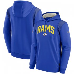 Wholesale Cheap Mens Los Angeles Rams Royal Sideline Stack Performance Pullover Hoodie