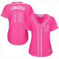 Wholesale Cheap Giants #10 Evan Longoria Pink Fashion Women's Stitched MLB Jersey