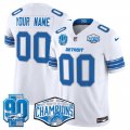 Cheap Men's Detroit Lions Active Player Custom White 2024 NFC North Champions 90th Anniversary Patch F.U.S.E. Vapor Limited Stitched Jersey