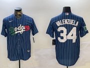 Cheap Men's Los Angeles Dodgers #34 Fernando Valenzuela blue Authentic Collection Stitched MLB Jersey