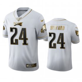 Wholesale Cheap Philadelphia Eagles #24 Jordan Howard Men\'s Nike White Golden Edition Vapor Limited NFL 100 Jersey