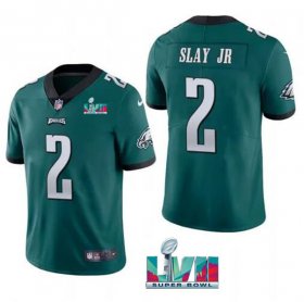 Wholesale Cheap Men\'s Philadelphia Eagles #2 Darius Slay JR Green Super Bowl LVII Patch Vapor Untouchable Limited Stitched Jersey