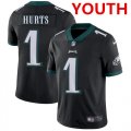 Wholesale Cheap Youth Philadelphia Eagles #1 Jalen Hurts Black Vapor Untouchable Limited Stitched Jersey