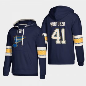 Wholesale Cheap St. Louis Blues #41 Robert Bortuzzo Blue adidas Lace-Up Pullover Hoodie