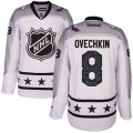 Wholesale Cheap Capitals #8 Alex Ovechkin White 2017 All-Star Metropolitan Division Stitched NHL Jersey