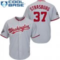 Wholesale Cheap Nationals #37 Stephen Strasburg Grey New Cool Base 2019 World Series Champions Stitched MLB Jersey