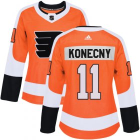 Wholesale Cheap Adidas Flyers #11 Travis Konecny Orange Home Authentic Women\'s Stitched NHL Jersey