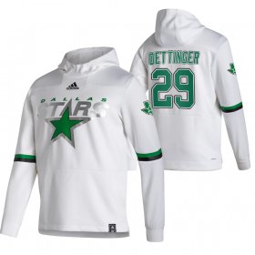 Wholesale Cheap Dallas Stars #29 Jake Oettinger Adidas Reverse Retro Pullover Hoodie White