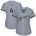 Wholesale Cheap Brewers #6 Lorenzo Cain Grey Road Women's Stitched MLB Jersey