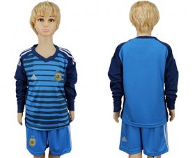 Wholesale Cheap Argentina Blank Blue Long Sleeves Goalkeeper Kid Soccer Country Jersey