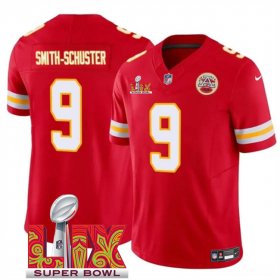 Men\'s Kansas City Chiefs #9 JuJu Smith-Schuster Red 2025 Super Bowl LIX Patch F.U.S.E. Vapor Limited Stitched Football Jersey