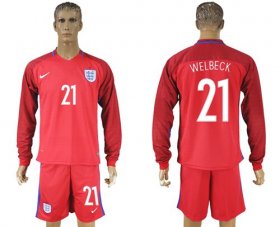 Wholesale Cheap England #21 Welbeck Away Long Sleeves Soccer Country Jersey