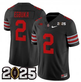 Men\'s Ohio State Buckeyes #2 Emeka Egbuka Black 2025 CFP Final Patch F.U.S.E. Vapor Limited Stitched Football Jersey