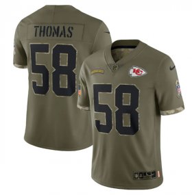 Wholesale Cheap Men\'s Kansas City Chiefs #58 Derrick Thomas 2022 Olive Salute To Service Limited Stitched Jersey