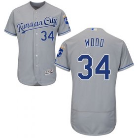 Wholesale Cheap Royals #34 Travis Wood Grey Flexbase Authentic Collection Stitched MLB Jersey