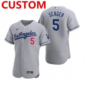 Wholesale Cheap Men\'s Los Angeles Dodgers Custom Nike Gray 2020 Road MLB Flex Base Jersey