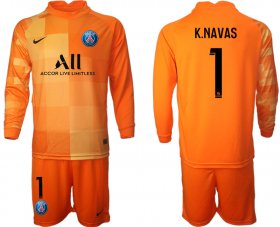 Wholesale Cheap Men 2021-2022 ClubParis Saint-Germainorange red goalkeeper Long Sleeve 1 Soccer Jersey