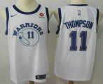 Wholesale Cheap Men's Golden State Warriors #11 Klay Thompson White 2017-2018 Nike Swingman Rakuten Stitched NBA Jersey