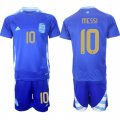 Cheap Men's Argentina #10 Lionel Messi Blue 2024-25 Away SoccerJersey Suit