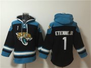 Wholesale Cheap Men's Jacksonville Jaguars #1 Travis Etienne Jr. Black Ageless Must-Have Lace-Up Pullover Hoodie